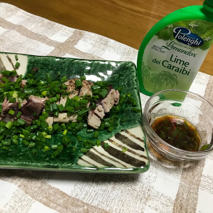 青唐辛子&ライムポン酢で食べる鰹のたたき